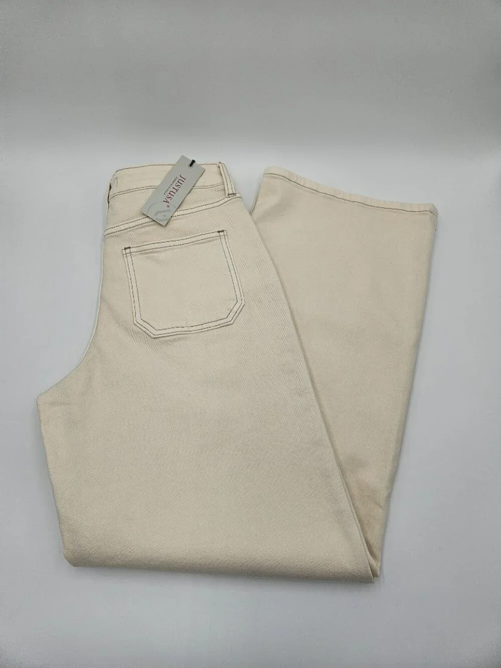 NWT Just USA Girls Cropped Wide Leg Jeans | Off White | Size 16